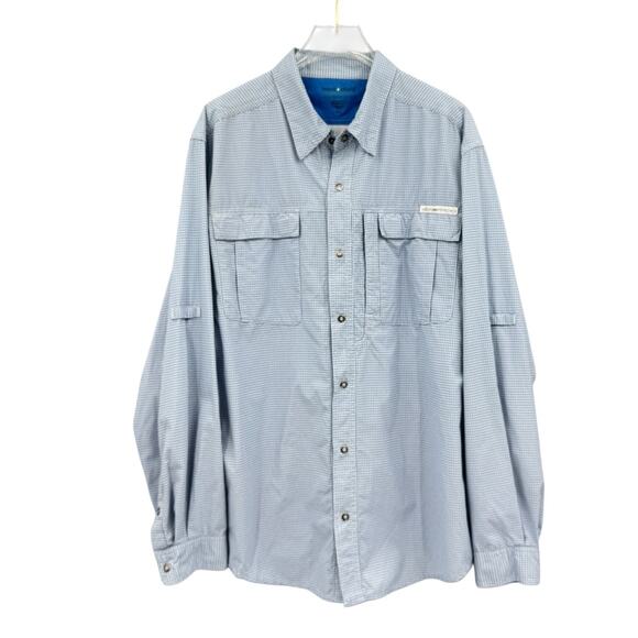 Exofficio Insect Shield Men's Blue Plaid UPF Long Sleeve Button Down Shirt - Picture 1 of 9